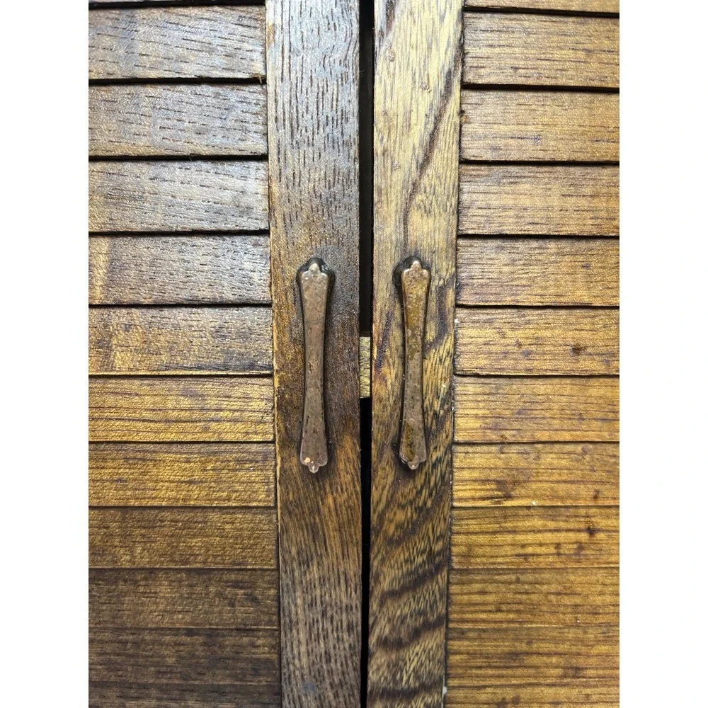 Vintage Antique Wood Wall Spice Rack Copper Hardware 14